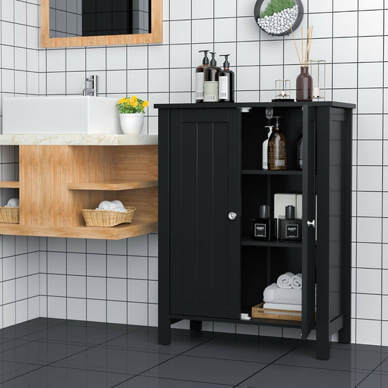 2-Door Bathroom Floor Storage Cabinet Space Saver Organizer