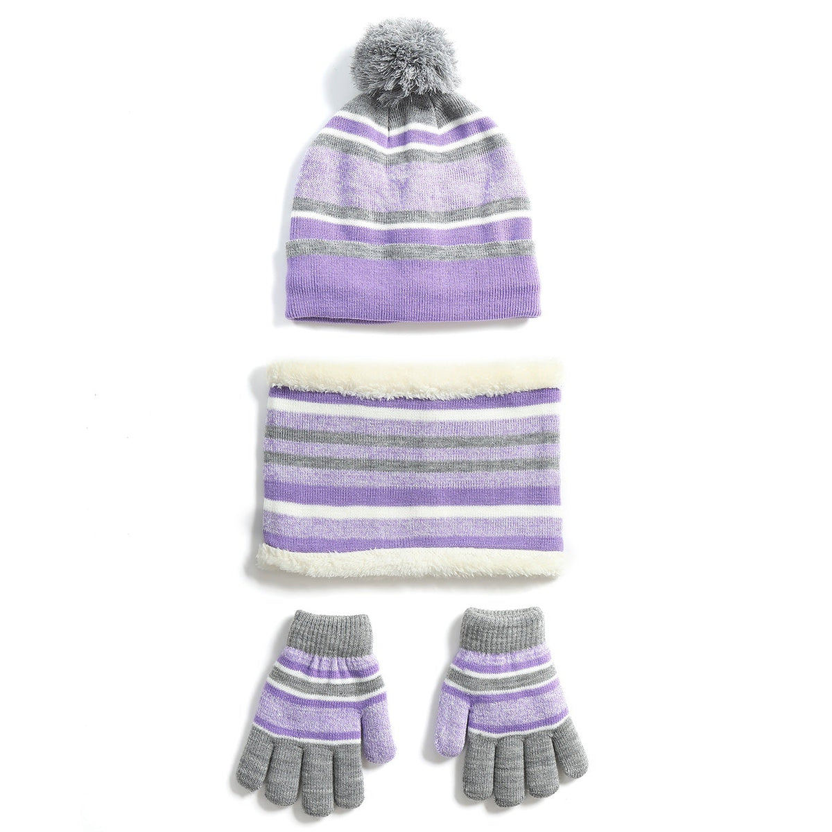 Kids Winter Warm Knitted Hat Scarf Gloves Set