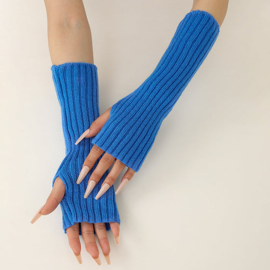 30cm Hot Styles Daily Winter Arm Warmers Go Party Long Sleeve Fingerless Mittens Half Finger Acrylic Gloves Mittens Knit Crochet