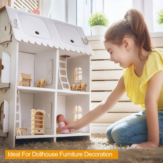 3D Wooden Dollhouse Furniture Puzzles DIY Miniature Furniture Models Set