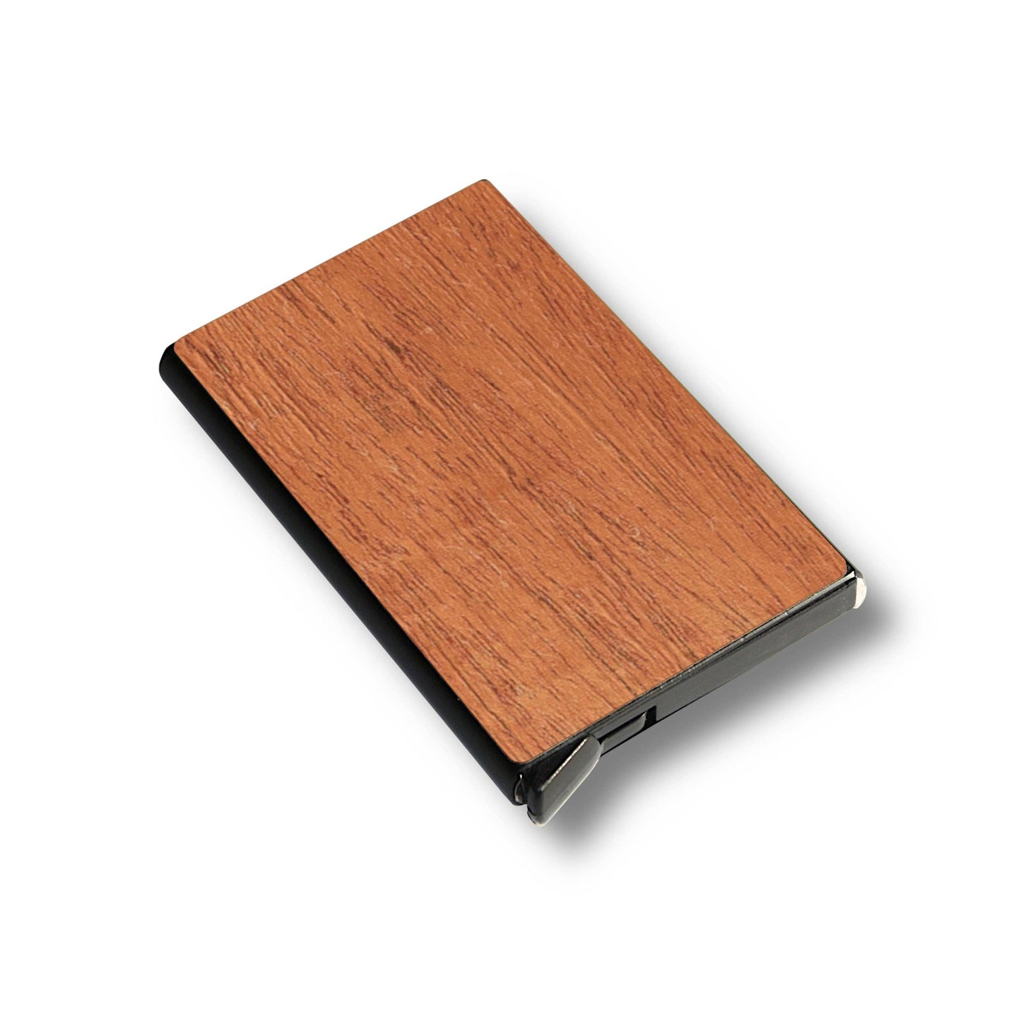Slim Wooden RFID Blocking Wallet – Minimalist Aluminum Card Holder with Fast Access Switch
