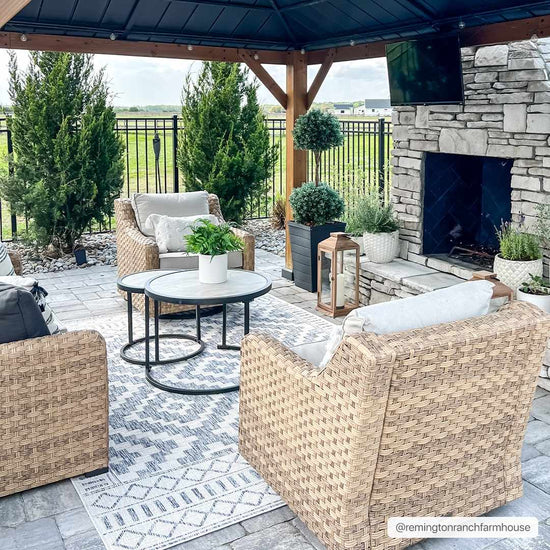 Kabala Dark Blue Outdoor Area Rug - Clearance