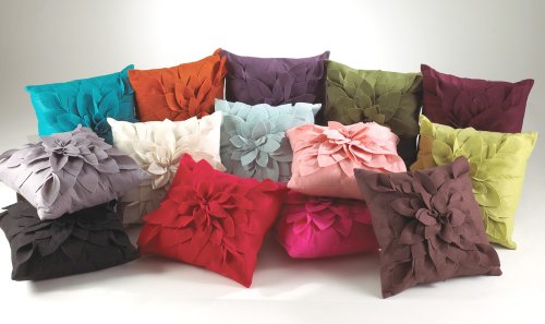 Fennco Styles Sara's Garden Petal Decorative Throw Pillow. 17 Inch Square.