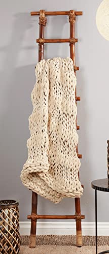Fennco Styles Chunky Cable Knit Throw Blanket 50" W X 60" L – White Cozy Blanket for Couch, Bedroom, Living Room and Office Décor