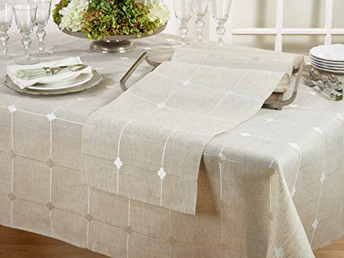 Beautiful Embroidered Check Pattern Decorative Tablecloth