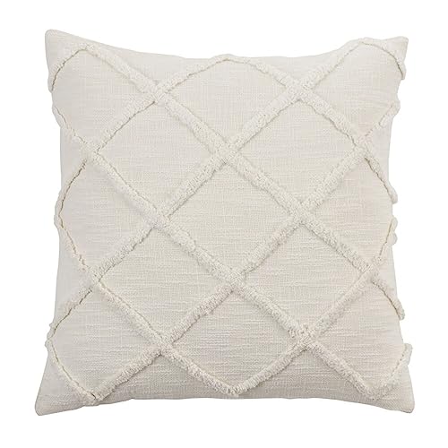 Fennco Styles Diamond Tufted Cotton Decorative Throw Pillow Cover 20" W x 20" L - Geometric Cushion Case for Home, Couch, Living Room, Bedroom, Office and Holiday Décor