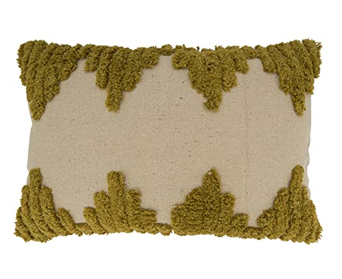 Fennco Styles Triangle Tufted Cotton Decorative Lumbar Throw Pillow 13" W x 20" L - Rectangle Cushion for Home, Couch, Living Room, Bedroom, Office and Holiday Décor