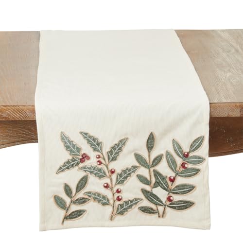 Festive Holly Berry Table Runner 16" W x 72" L — dining table decor for home entertaining
