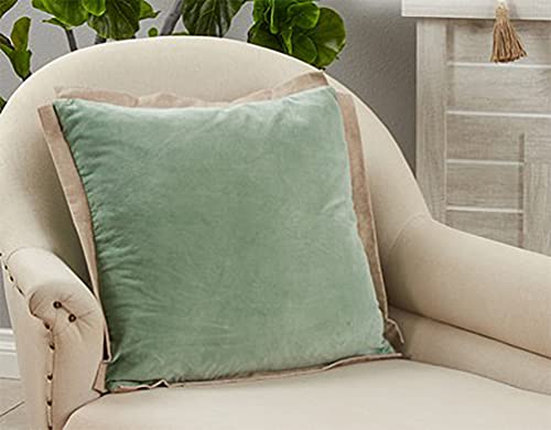 Fennco Styles Classic Cotton Velvet Flange Decorative Throw Pillow 20" W x 20" L - Woven Cushion for Home, Couch, Bedroom and Office Décor