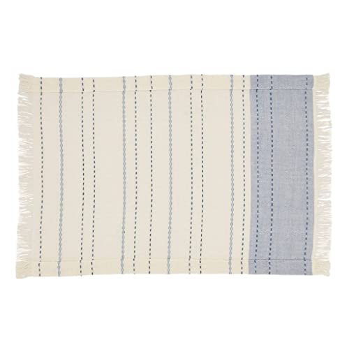 Dobby Striped Cotton Fringe Table Runner 14" W x 72" L — decorative tabletop piece for home entertaining seasonal decorating choice
