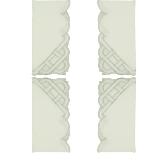 Fennco Styles Braid Emroidered Metallic Border Table Runner 16" W x 54" L - Silver Table Cover for Home Décor, Everyday Use, Christmas, Banquets and Special Events