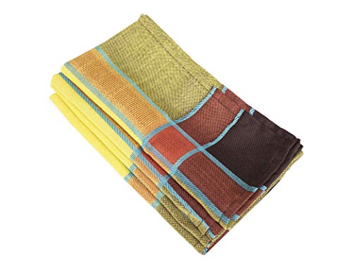 Maison Beaujard Collection Modern Provençal 20 x 20 Inch Cloth Napkins, Set of 4 – Marigold Plaid Dinner Napkins for Banquets, Family Dinners, Special Events and Table Décor