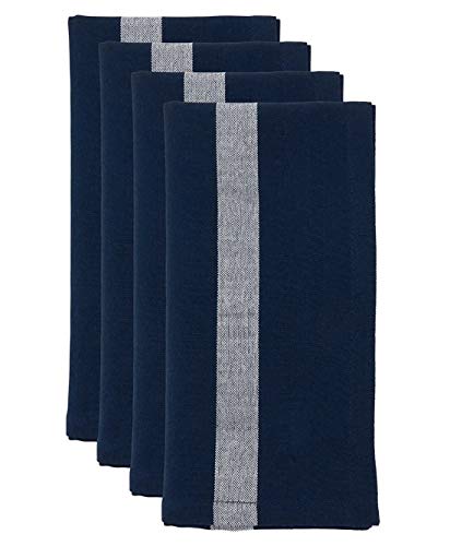 Banded Design Cotton Cloth Napkins 20" W x 20" L, Set of 4 - Striped Dinner Napkins for Home Décor, Dining Table, Banquet, Family Gathering, Everyday Use, and Special Occasion