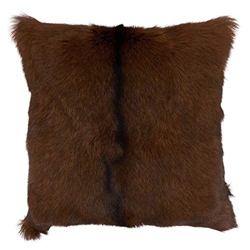 Fennco Styles Glam Goat Fur Decorative Throw Pillow - Brown Accent Throw Pillow for Couch, Bedroom and Living Room Décor