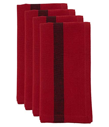Banded Design Cotton Cloth Napkins 20" W x 20" L, Set of 4 - Striped Dinner Napkins for Home Décor, Dining Table, Banquet, Family Gathering, Everyday Use, and Special Occasion