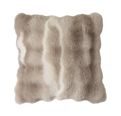 Luxury Faux Fur Decorative Filled Throw Pillow 18" W x 18" L – Ivory Plush Fluffy Cushion for Couch, Bedroom, Living Room and Office Décor