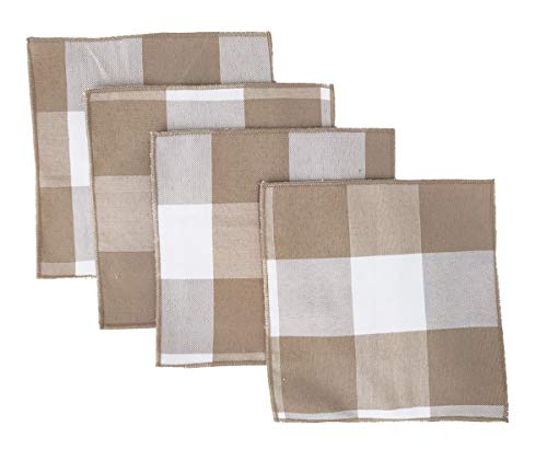 Buffalo Check Double Layers Reversible Coasters 6"W x 6"L, Set of 4 - Handmade in USA - Plaid Cocktail Napkins for Everyday Use and Special Occasion