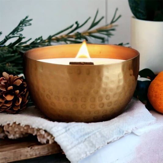 Winter/Holiday Brass Bowl Collection - 14oz /Soy/ Woodwick