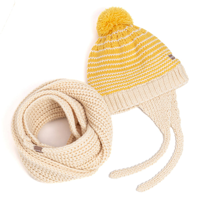 Warm Earflap Knit Beanie 2Pc Set for Toddlers/Little Kids 2-6 Years