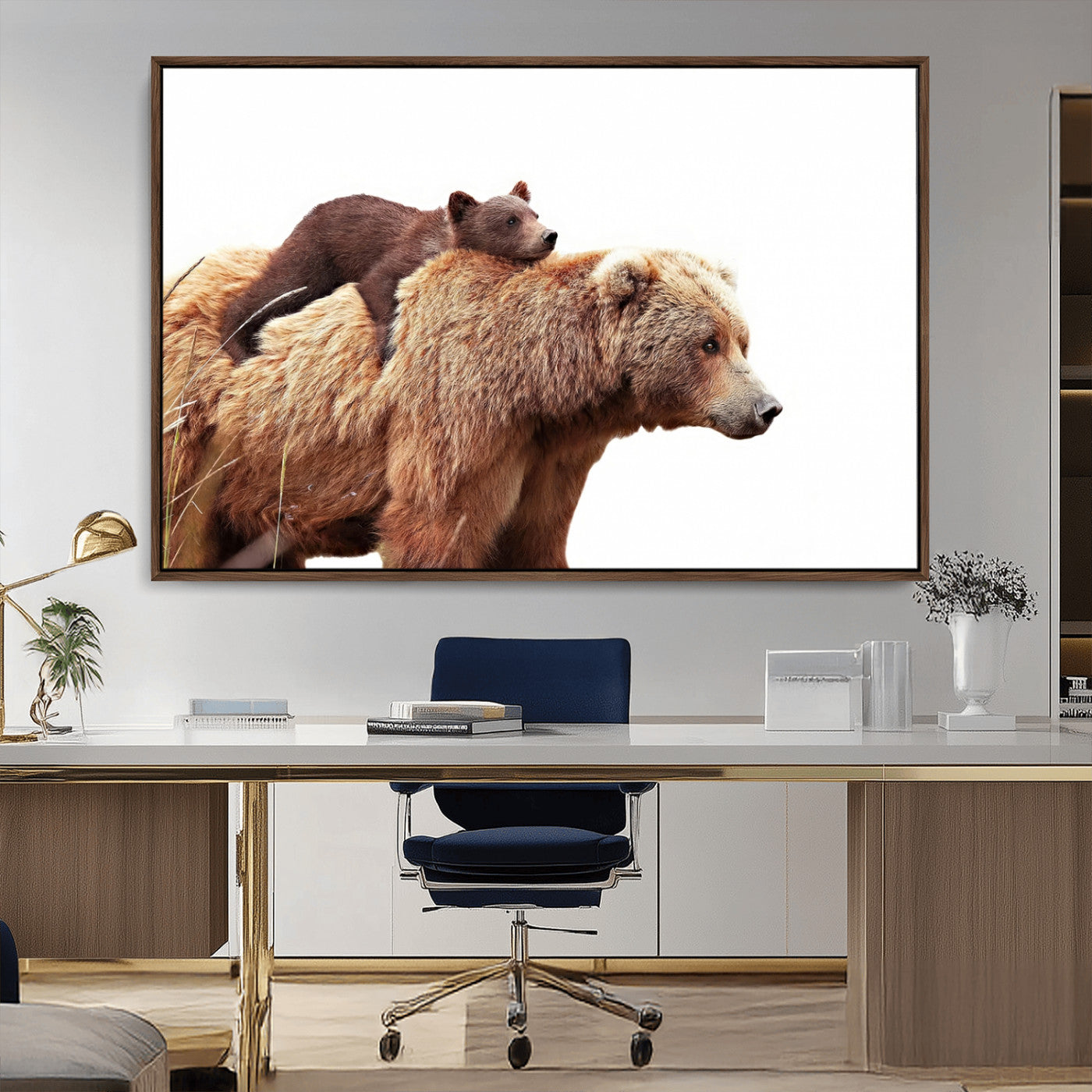 Mother and Baby Bear Canvas Wall Art - Adorable Wildlife
