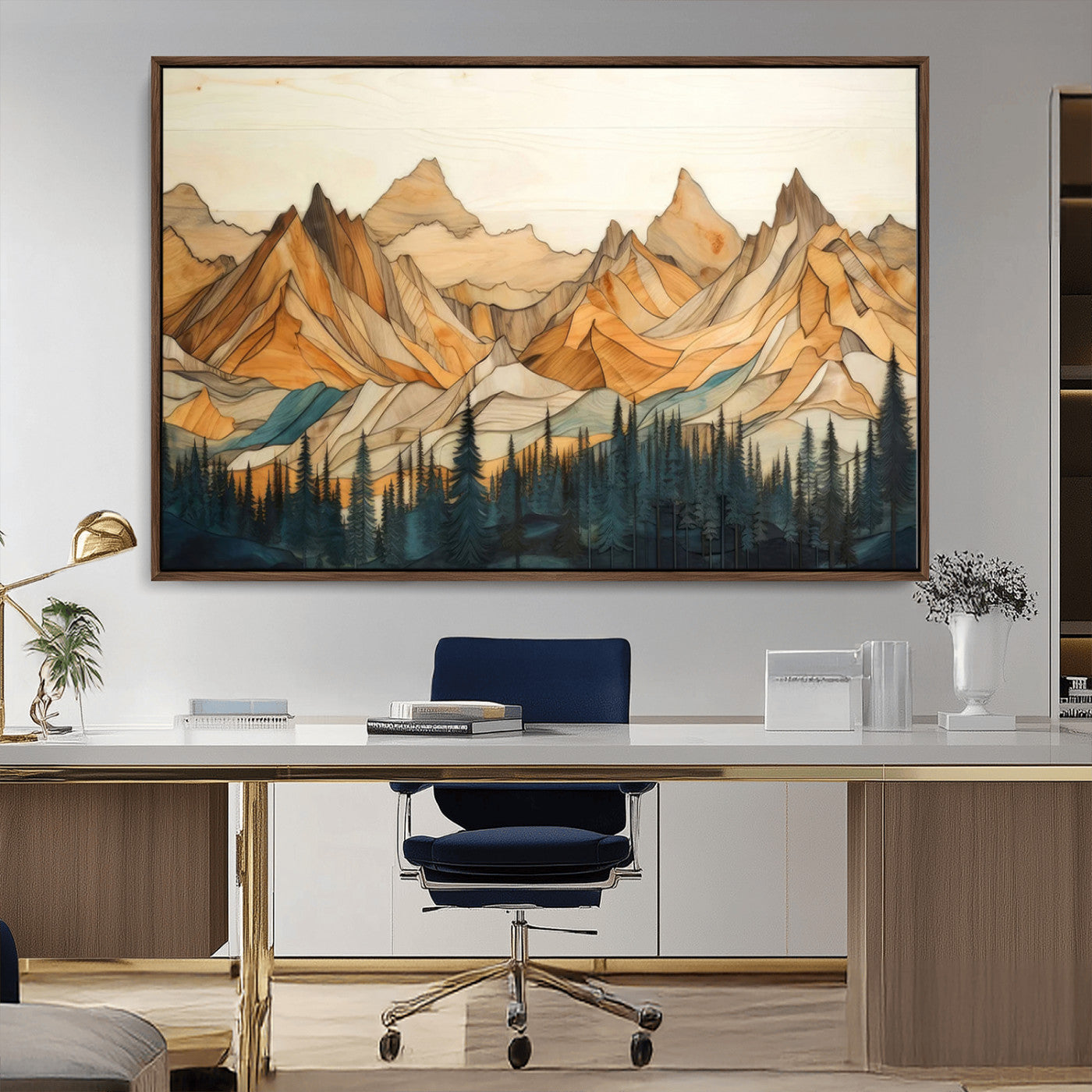 Rustic Wood Mountain Wall Art Print | Triptych Giclee Print