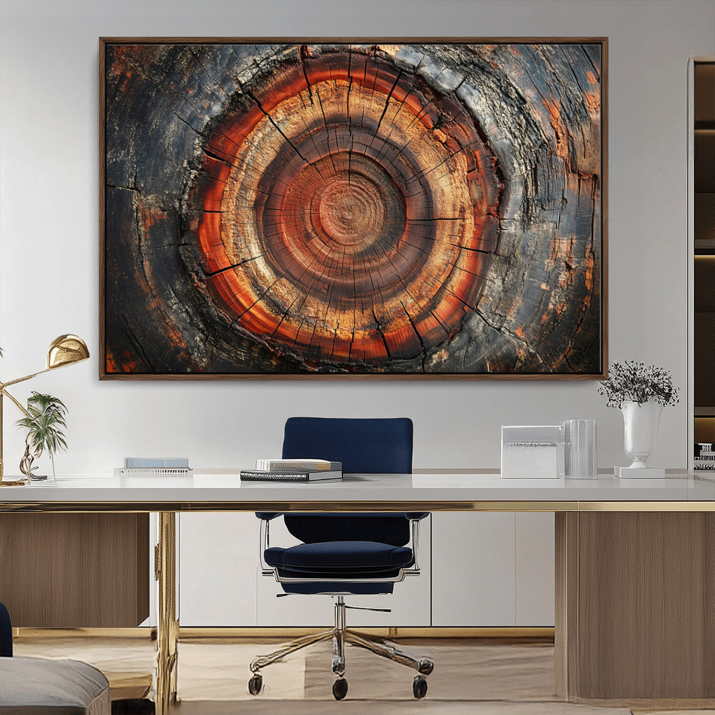 Wood Grain Canvas Wall Art - Framed Abstract Tree Ring