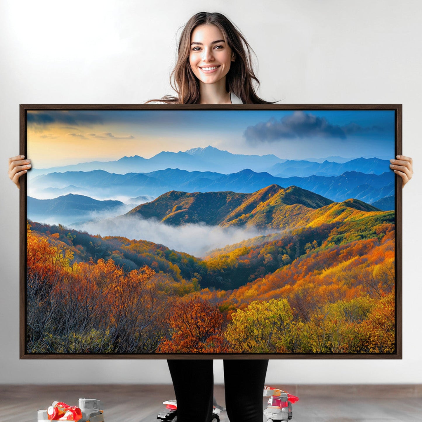Autumn Mountains Wall Art Canvas Print – Foggy Peaks