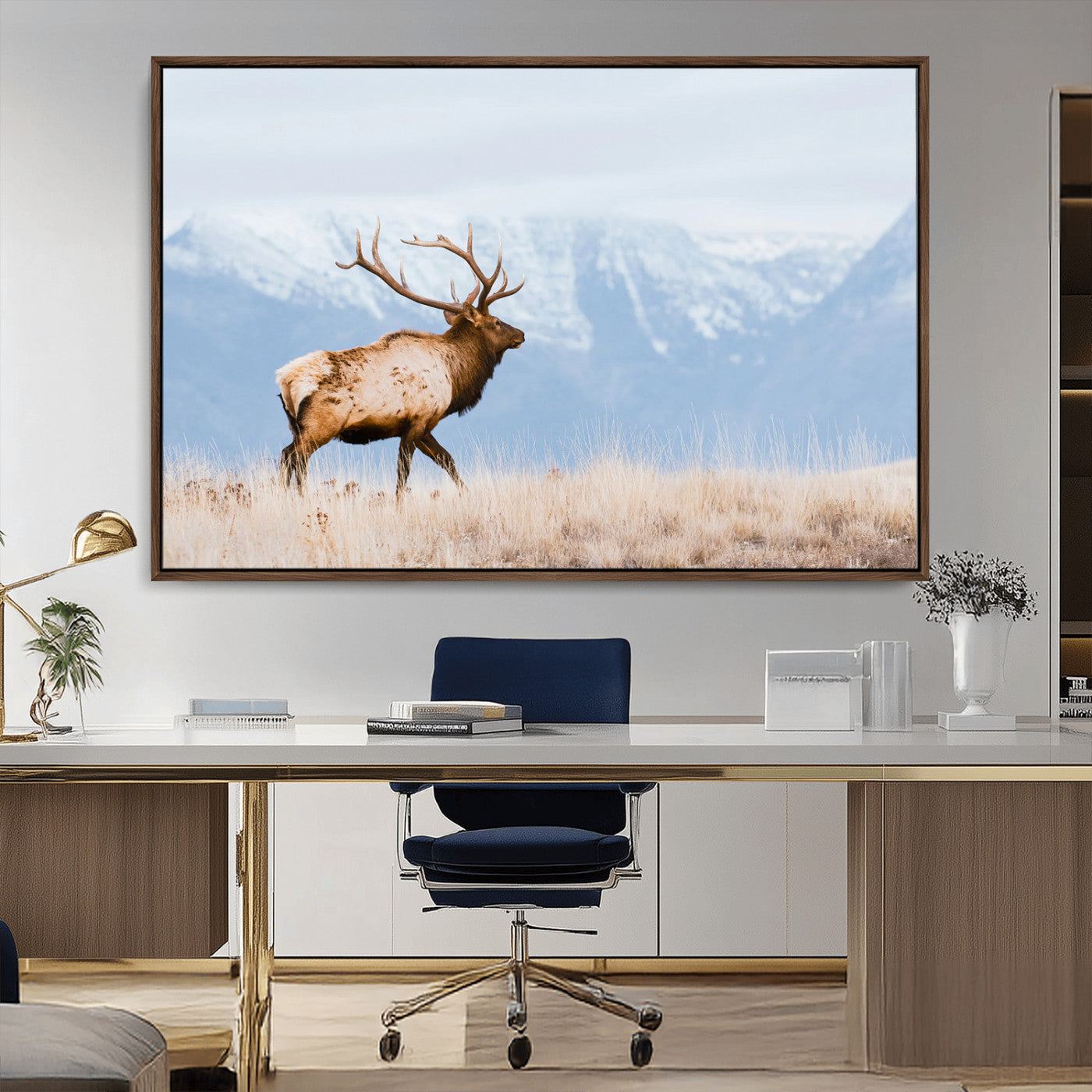 Elk Wall Art Canvas Print – Framed Mountain Wildlife Art