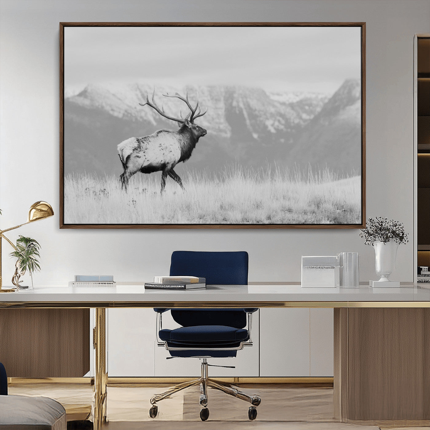 Elk Photography Wall Art Canvas Print, Framed Mountain