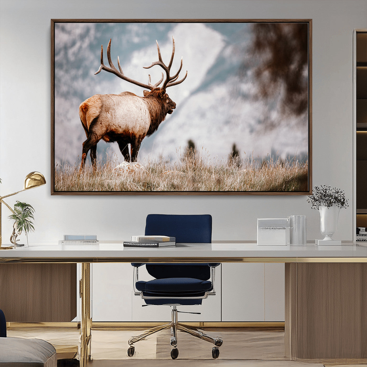 Elk Photography Wall Art Canvas Print – Framed Mountain