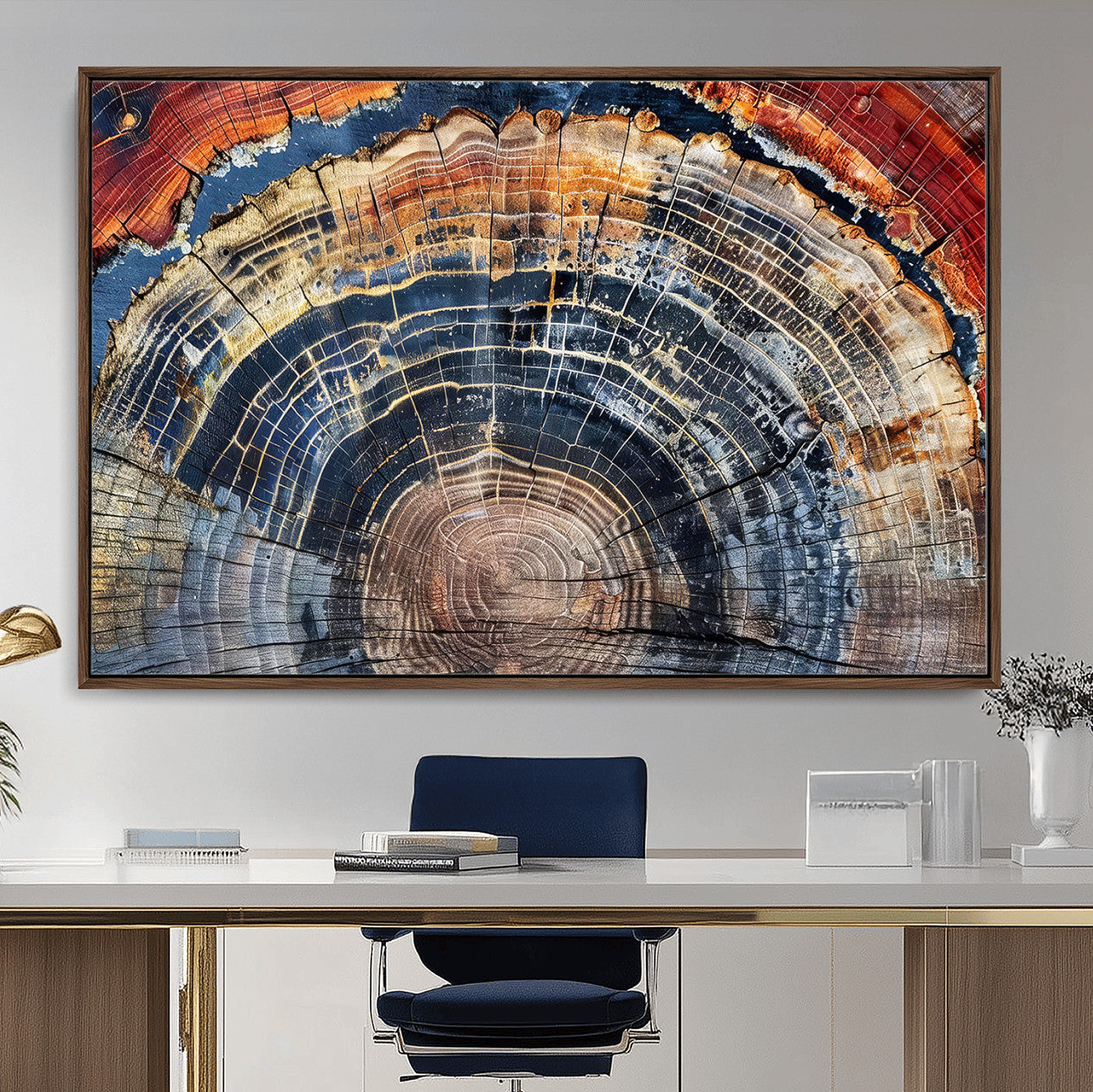 Tree Rings Wall Art Canvas Print – Framed Wood Art Picture