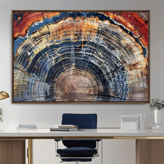 Tree Rings Wall Art Canvas Print – Framed Wood Art Picture