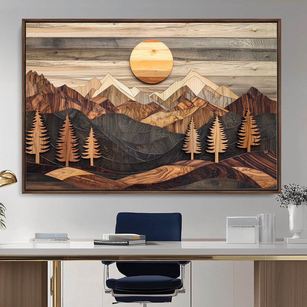 Wood Mountain Wall Art Canvas Print – Layered Forest and