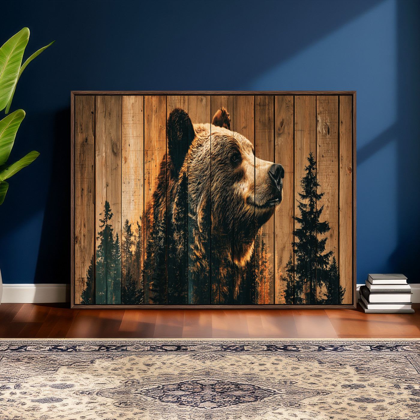 Rustic Bear Wall Art Canvas Print – Woodland Wildlife