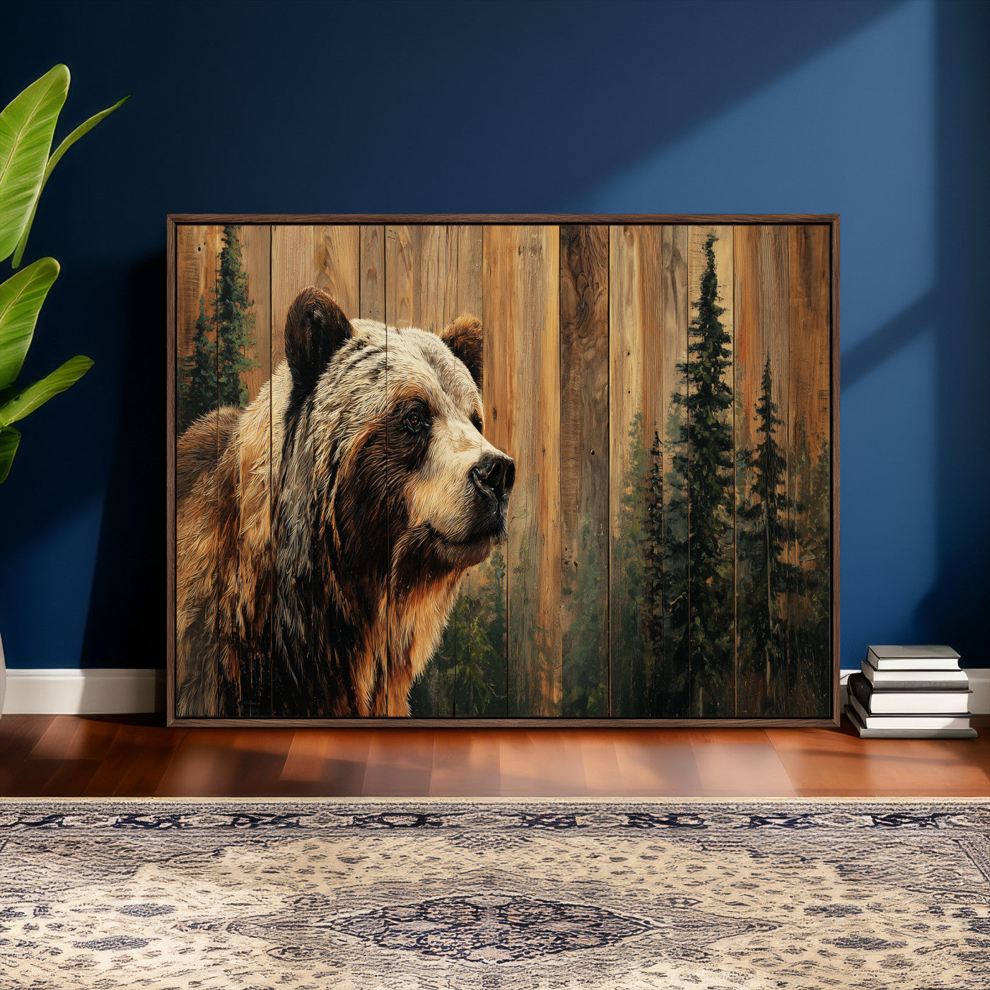 Grizzly Bear Wall Art Canvas Print, Rustic Wildlife Bear