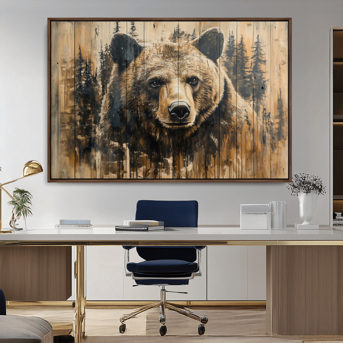 Majestic Grizzly 399 Bear Wall Art | 3-Panel Rustic Canvas