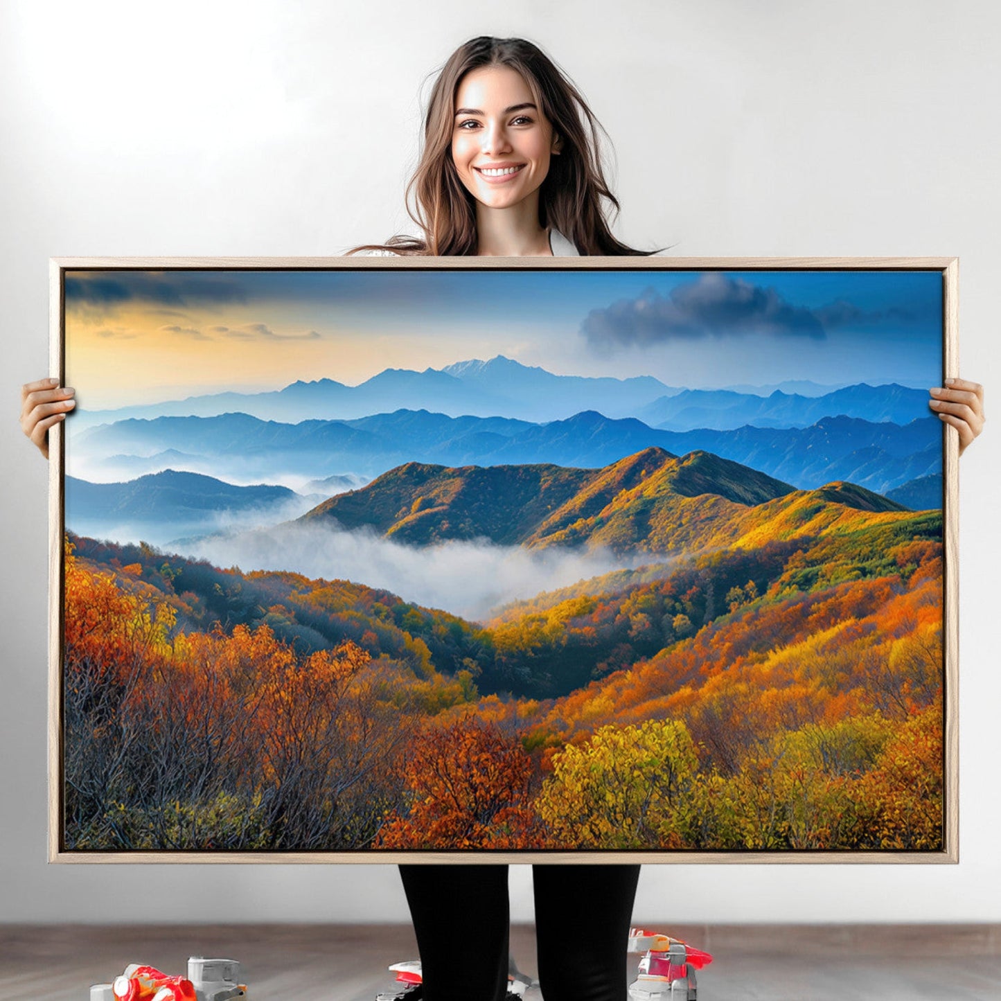 Autumn Mountains Wall Art Canvas Print – Foggy Peaks