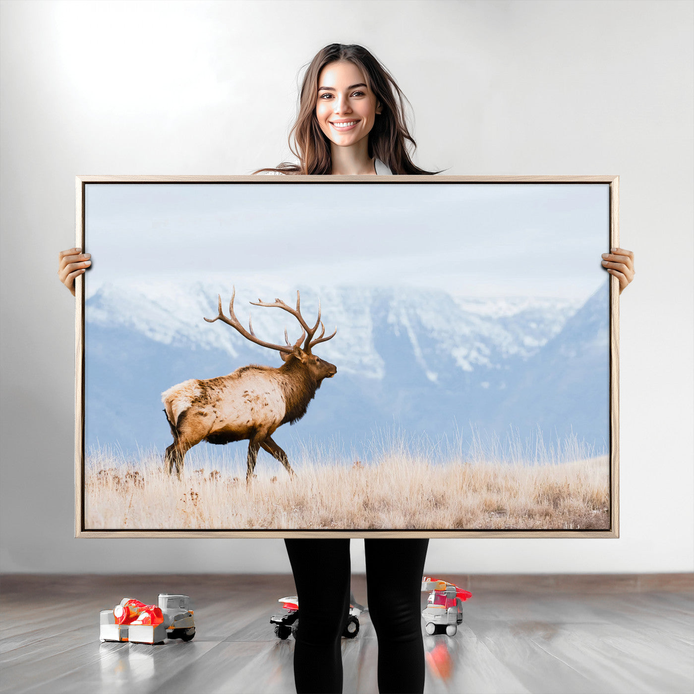 Elk Wall Art Canvas Print – Framed Mountain Wildlife Art