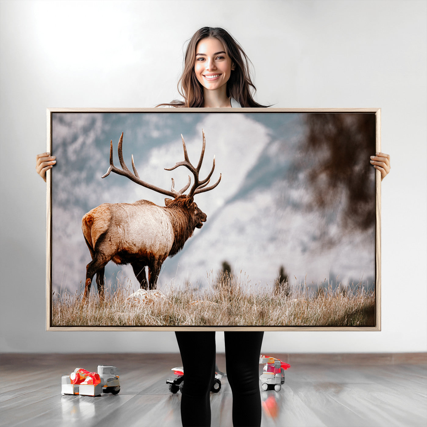 Elk Photography Wall Art Canvas Print – Framed Mountain