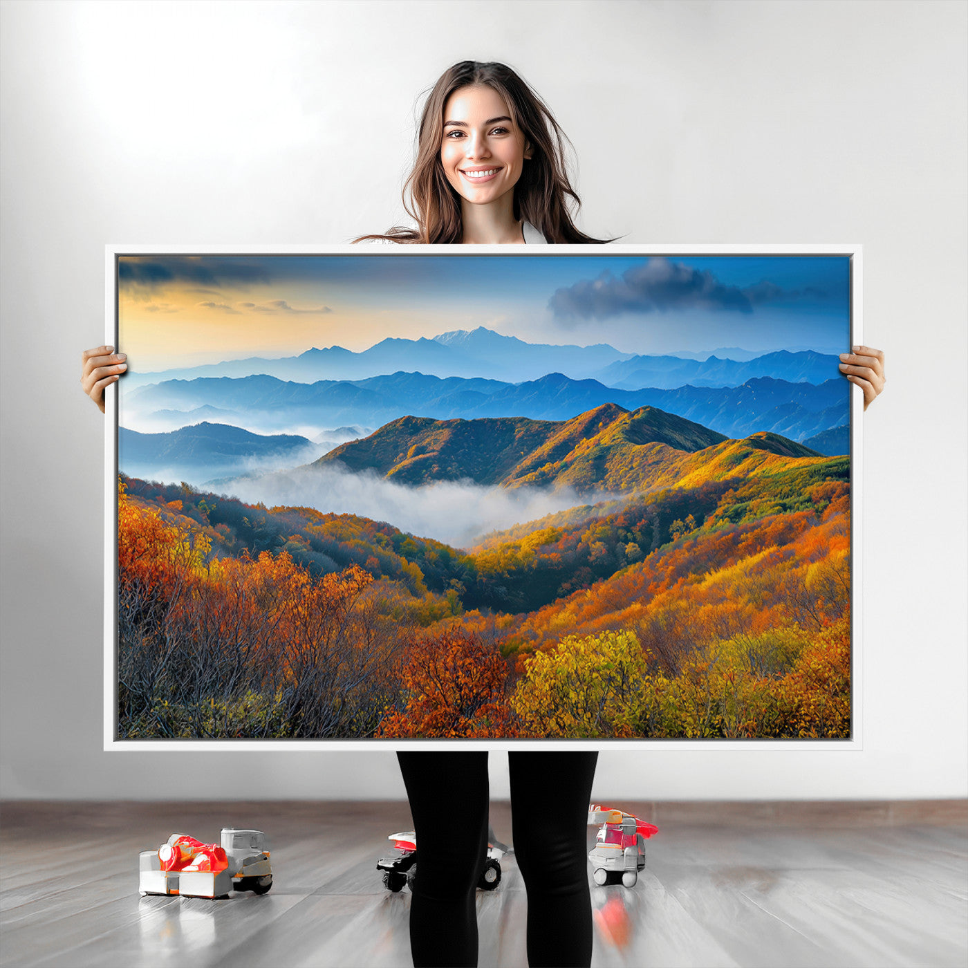 Autumn Mountains Wall Art Canvas Print – Foggy Peaks