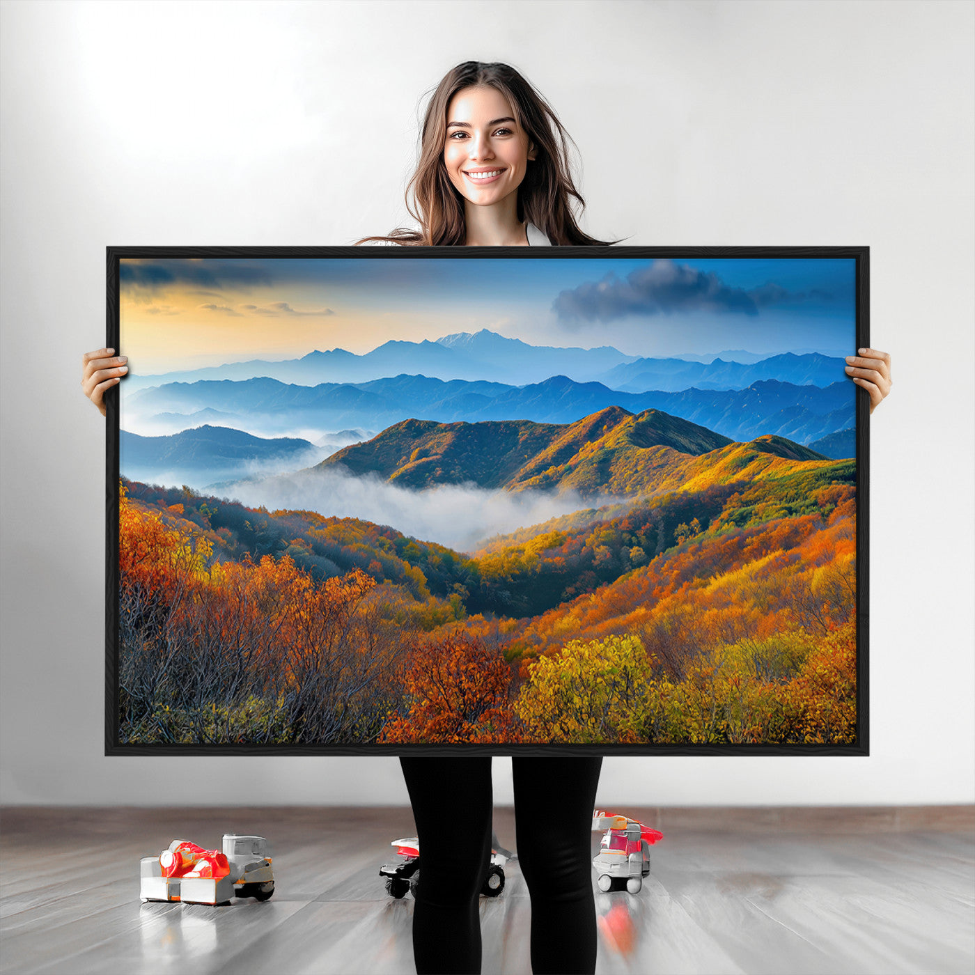 Autumn Mountains Wall Art Canvas Print – Foggy Peaks