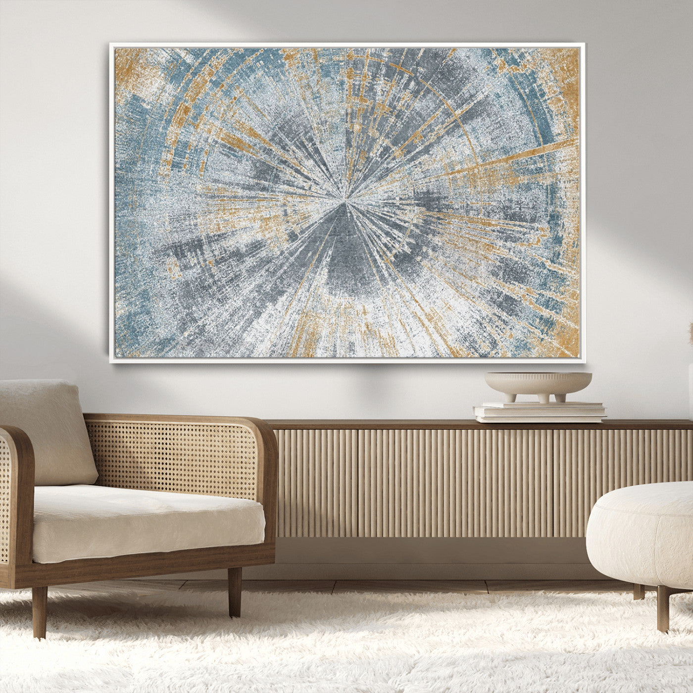 Radiant Abstract Wood Rings Canvas Art – Modern Triptych