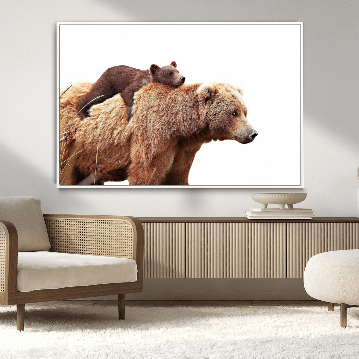 Mother and Baby Bear Canvas Wall Art - Adorable Wildlife
