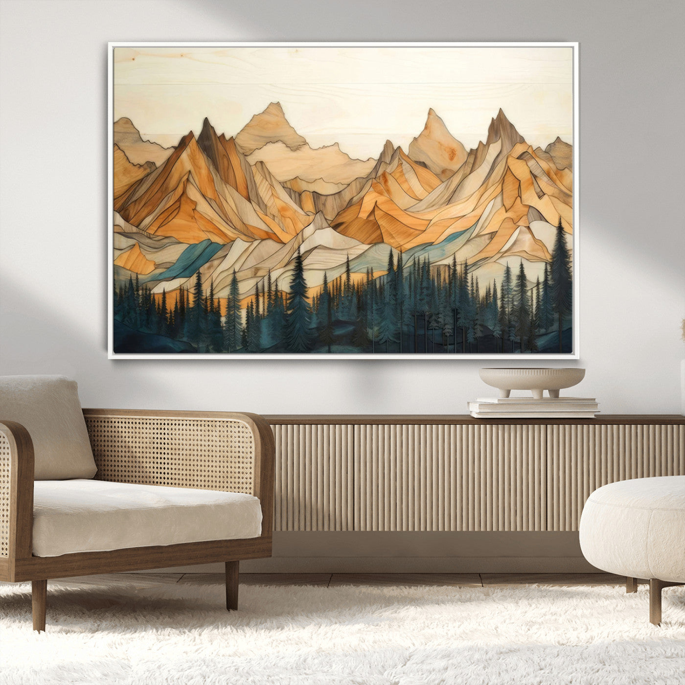 Rustic Wood Mountain Wall Art Print | Triptych Giclee Print