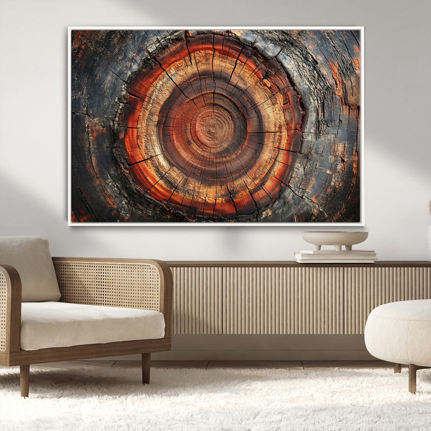 Wood Grain Canvas Wall Art - Framed Abstract Tree Ring