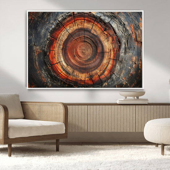 Wood Grain Canvas Wall Art - Framed Abstract Tree Ring