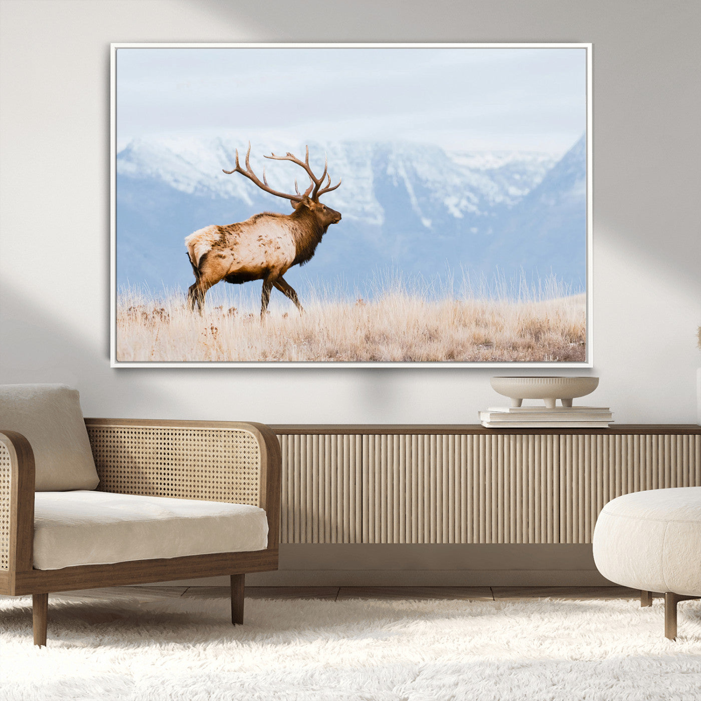 Elk Wall Art Canvas Print – Framed Mountain Wildlife Art