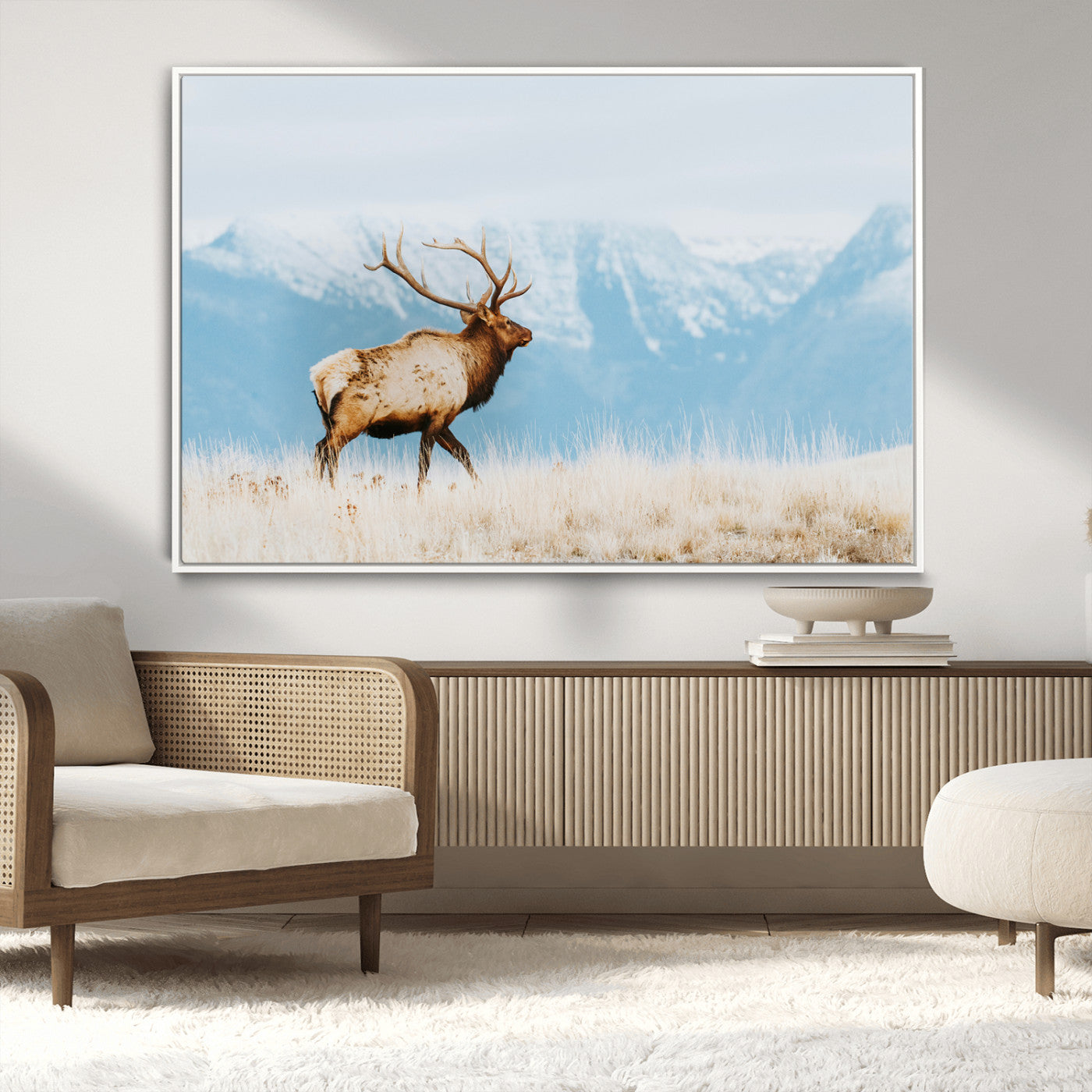 Mountain Elk Wall Art Canvas Print – Framed Rustic Wildlife