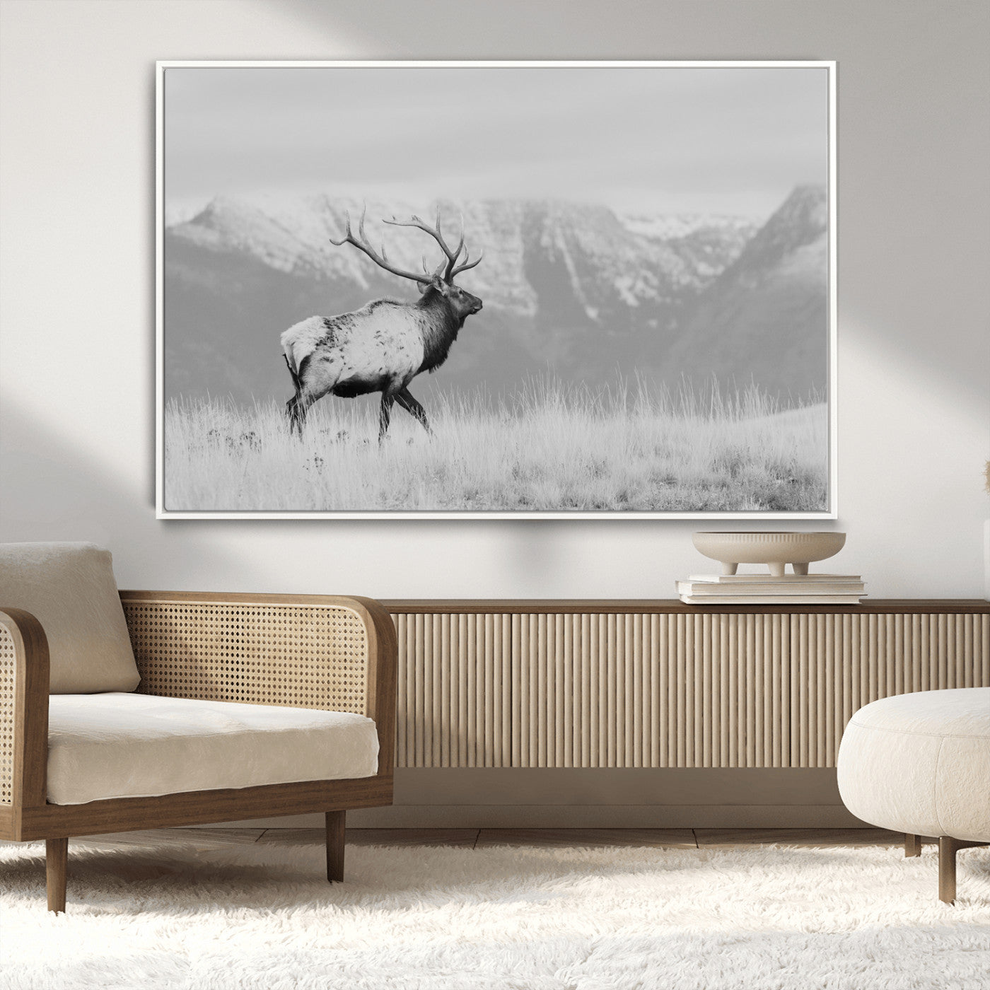 Elk Photography Wall Art Canvas Print, Framed Mountain