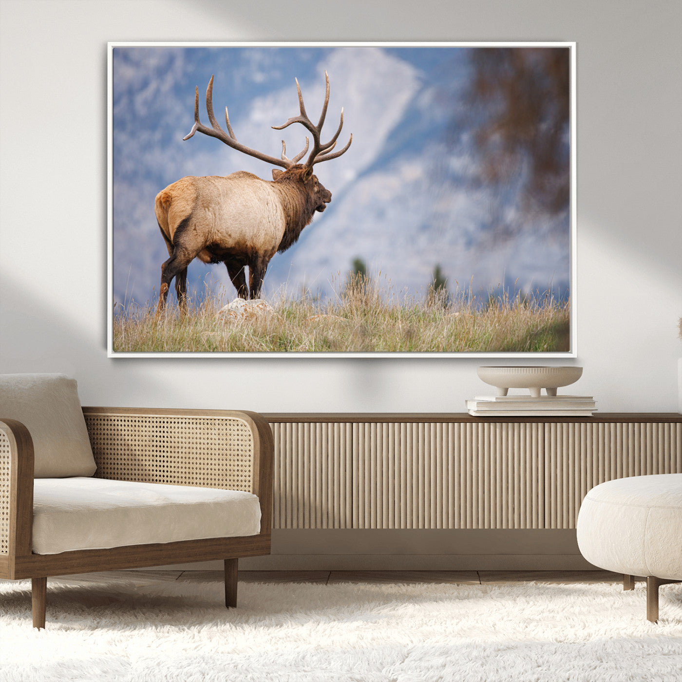 Mountain Elk Wall Art Canvas Print – Framed Rustic Wildlife